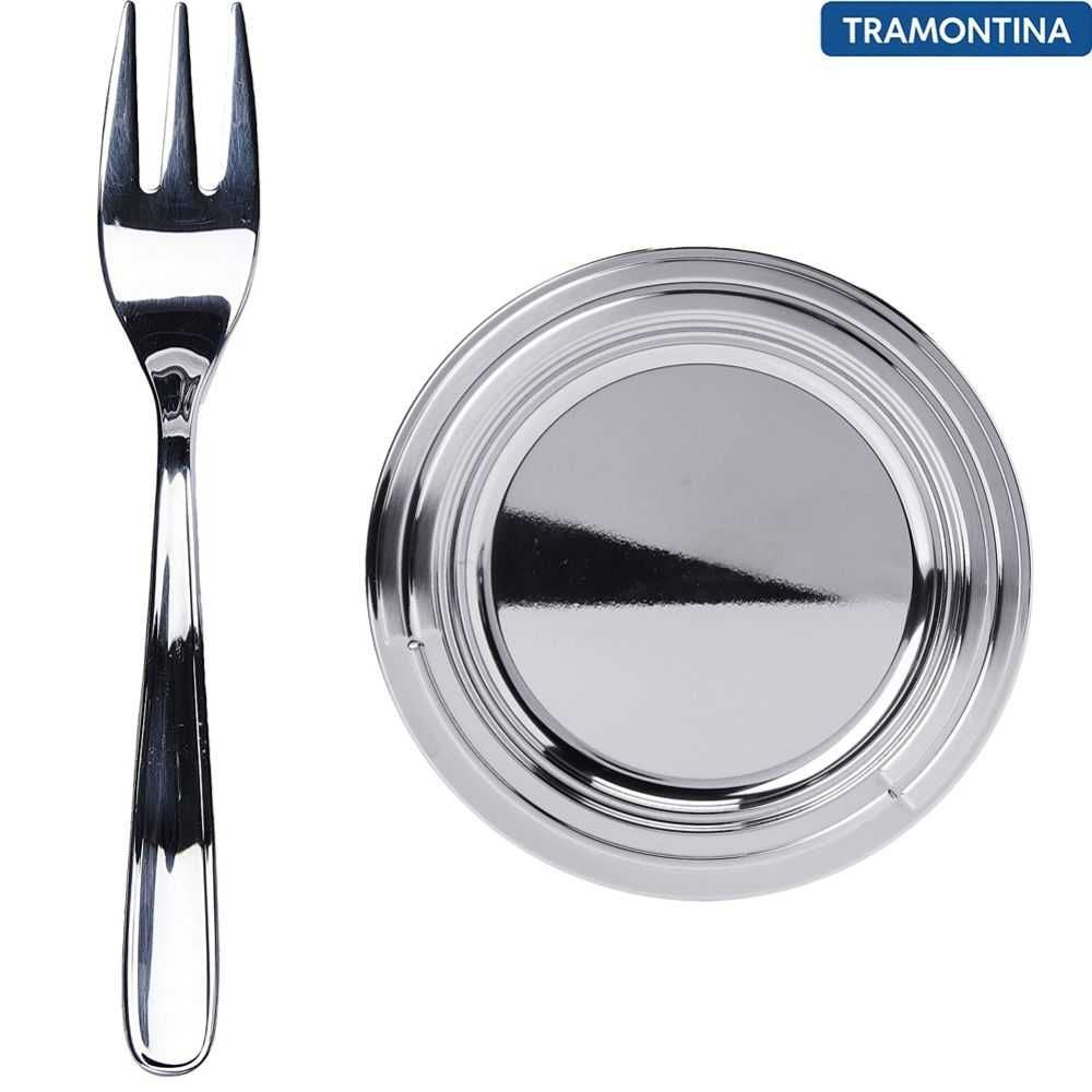 Tramontina ciclo cake set 12pcs (6 dishes + 6 frok)